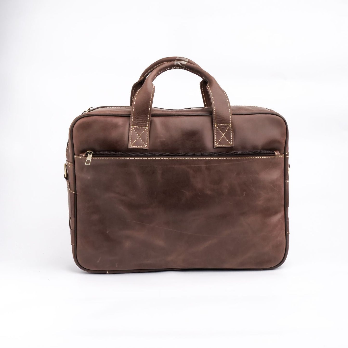 Oxford Pure Leather Vintage Business Laptop Bag-Dark Brown