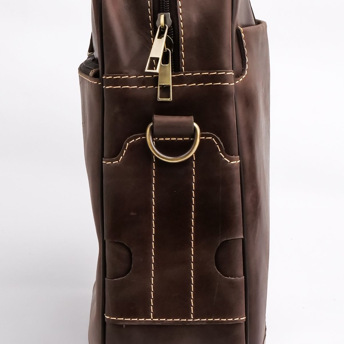 Oxford Pure Leather Vintage Business Laptop Bag-Dark Brown