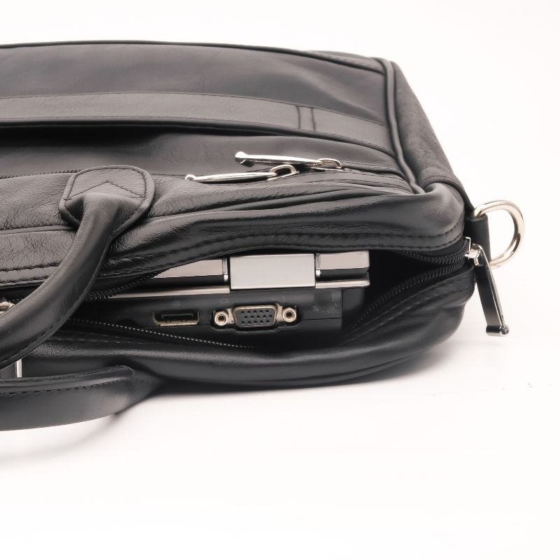 Executive Leather Laptop Bag-Black