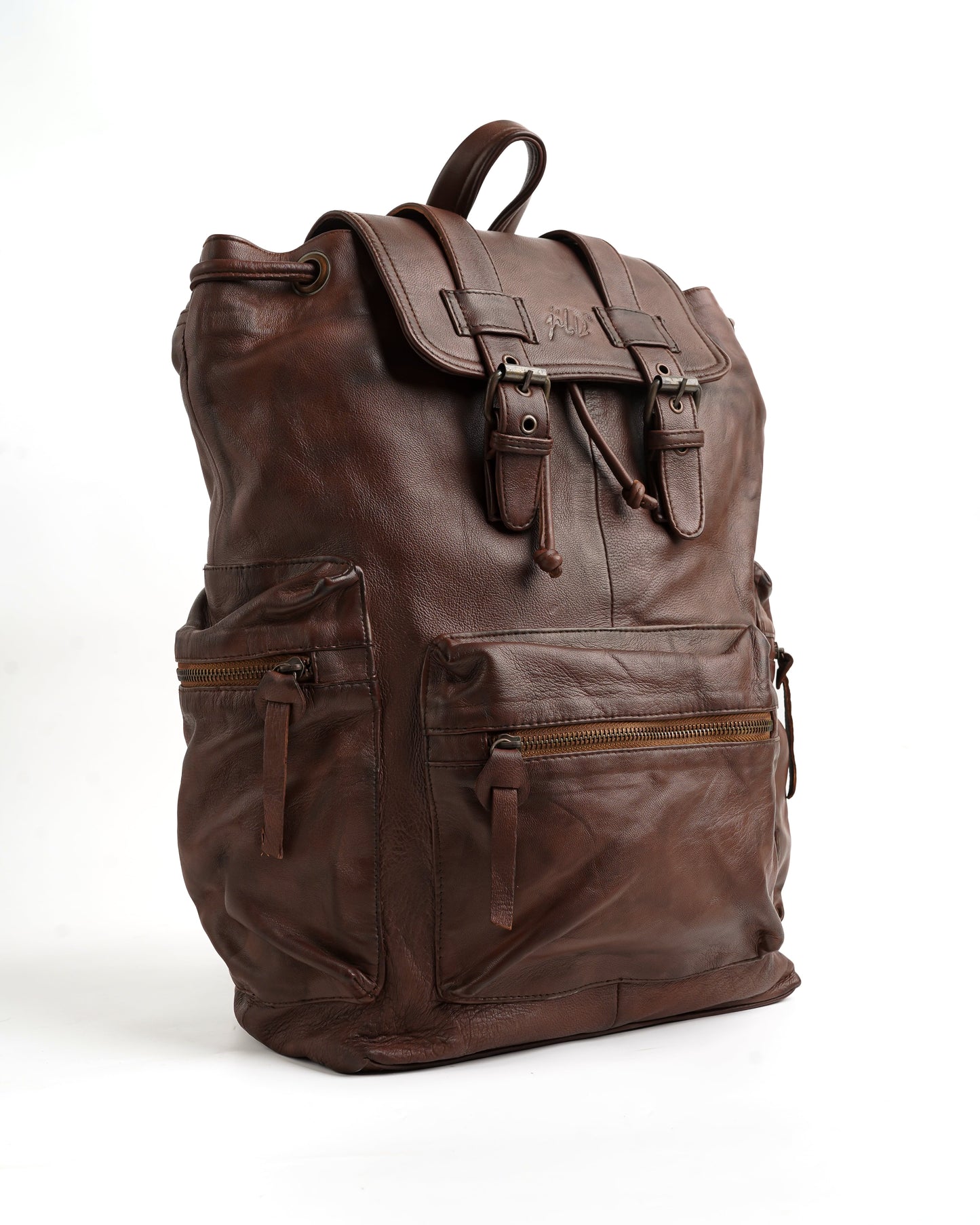 Leather Backpack Travel Laptop Office Bag - Tan