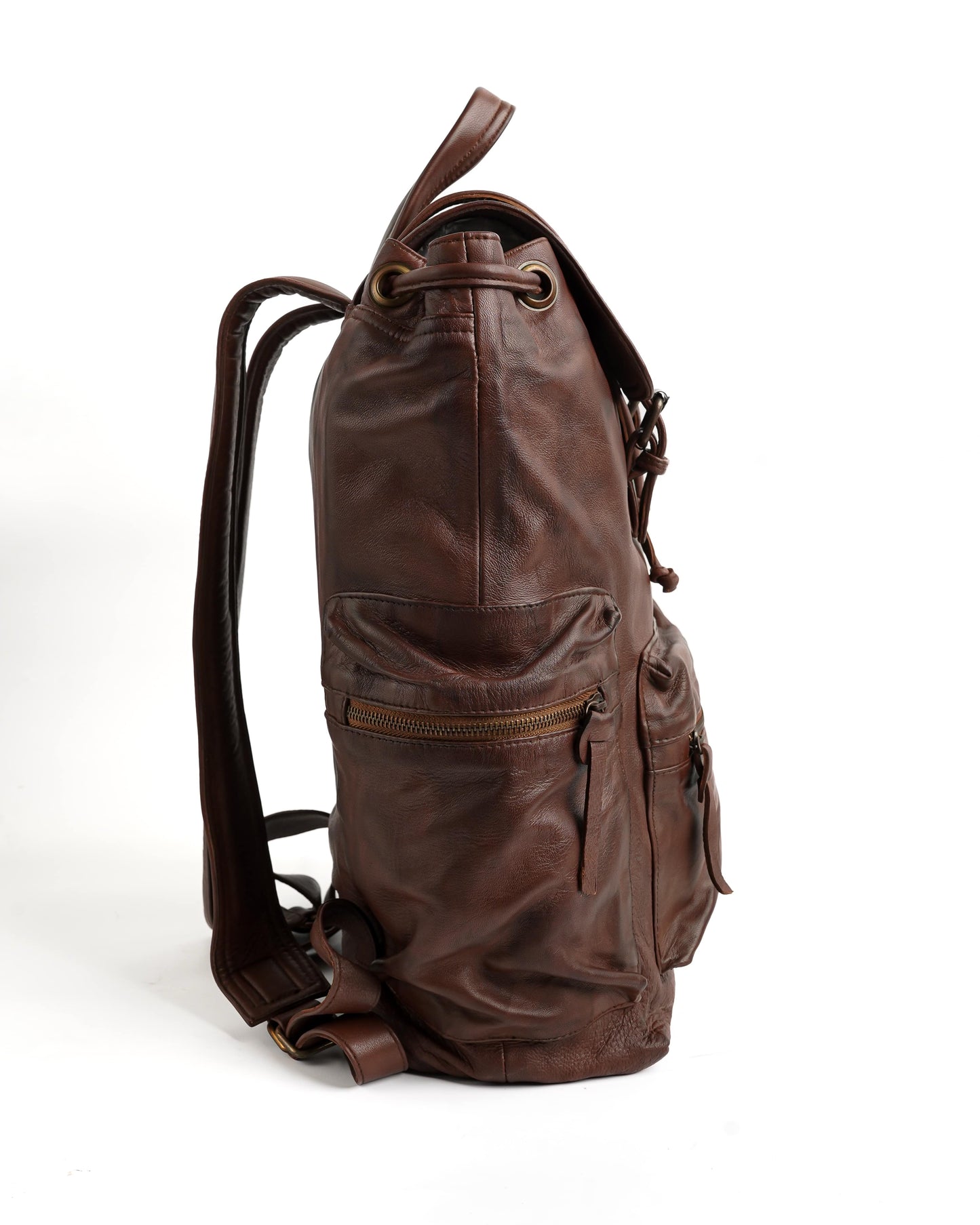 Leather Backpack Travel Laptop Office Bag - Tan