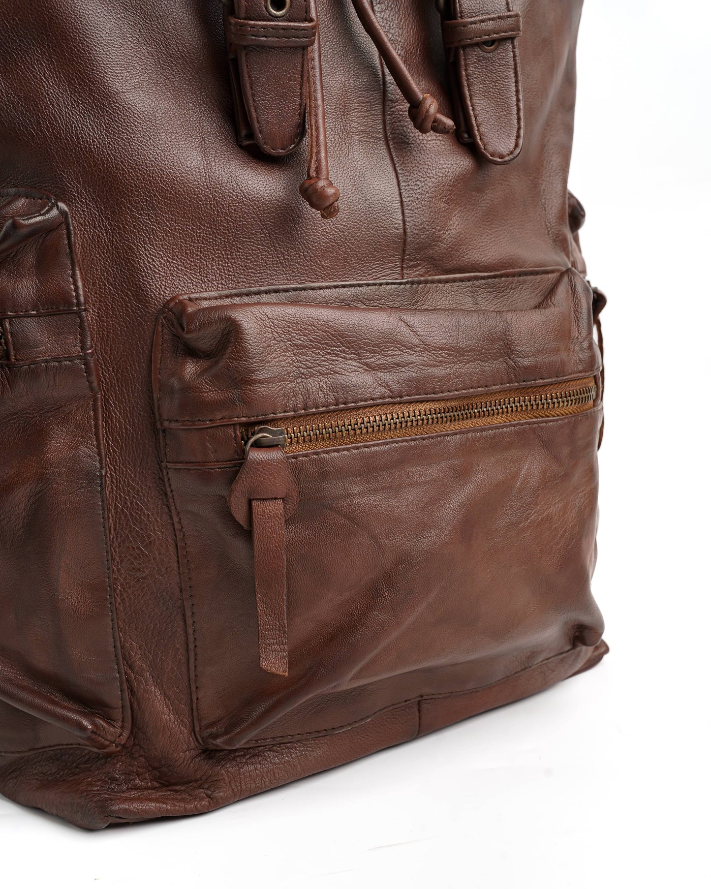Leather Backpack Travel Laptop Office Bag - Tan