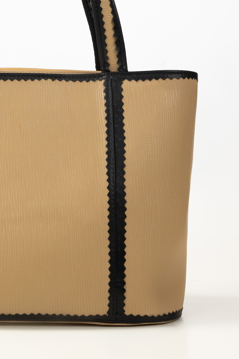 Beige Black Tote Bag IBS-TTB25-085