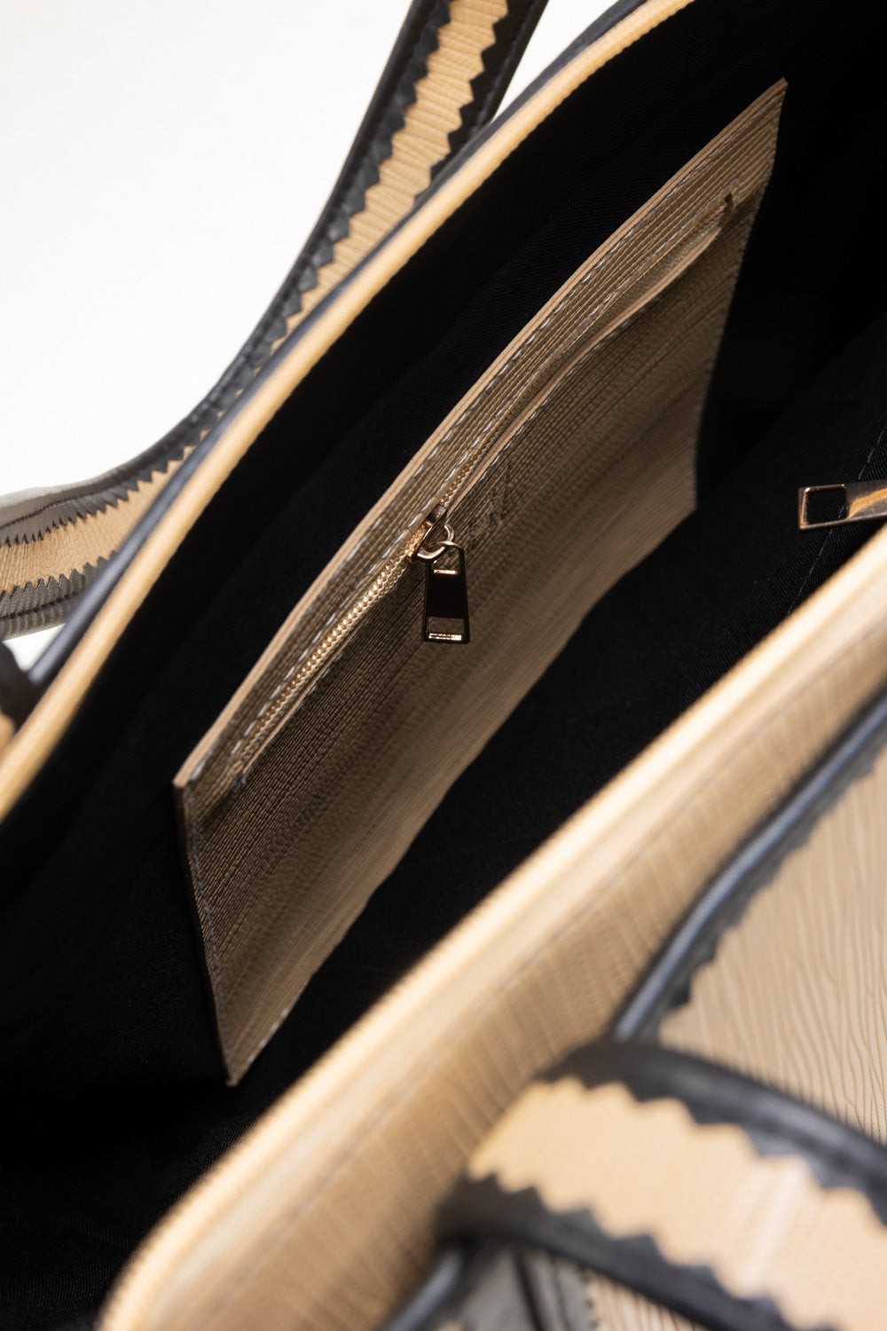 Beige Black Tote Bag IBS-TTB25-085