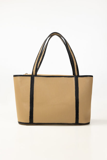 Beige Black Tote Bag IBS-TTB25-085