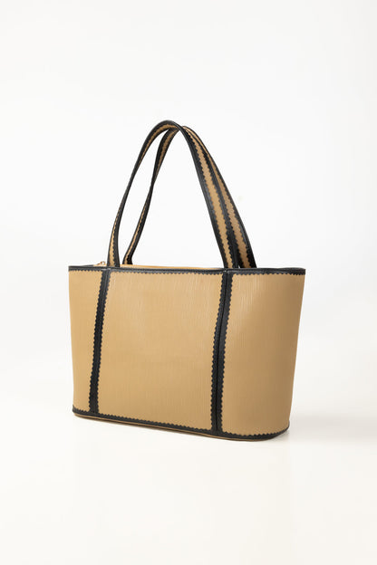 Beige Black Tote Bag IBS-TTB25-085