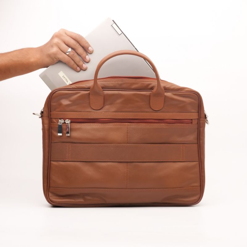 Executive Leather Laptop Bag-Tan