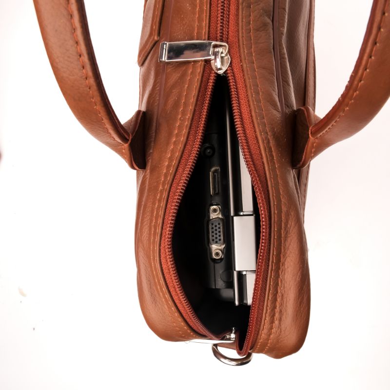 Executive Leather Laptop Bag-Tan