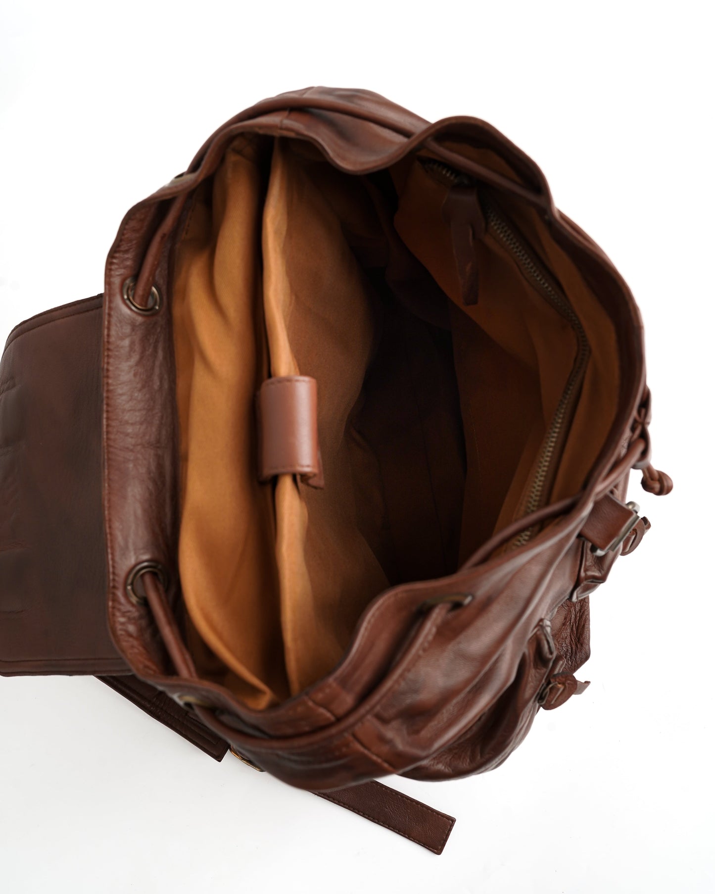 Leather Backpack Travel Laptop Office Bag - Tan
