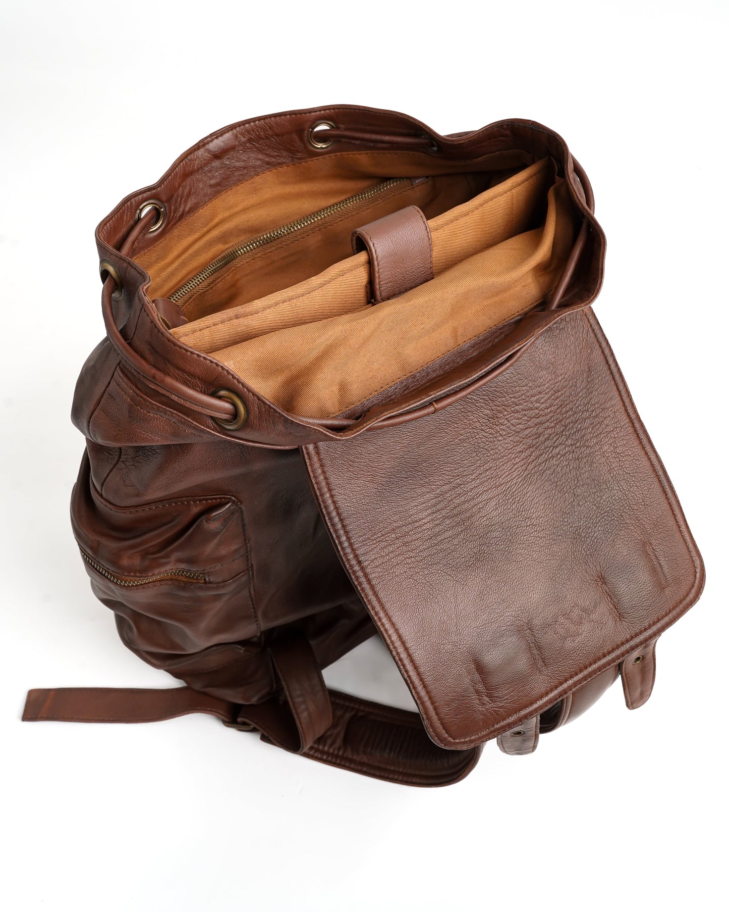 Leather Backpack Travel Laptop Office Bag - Tan
